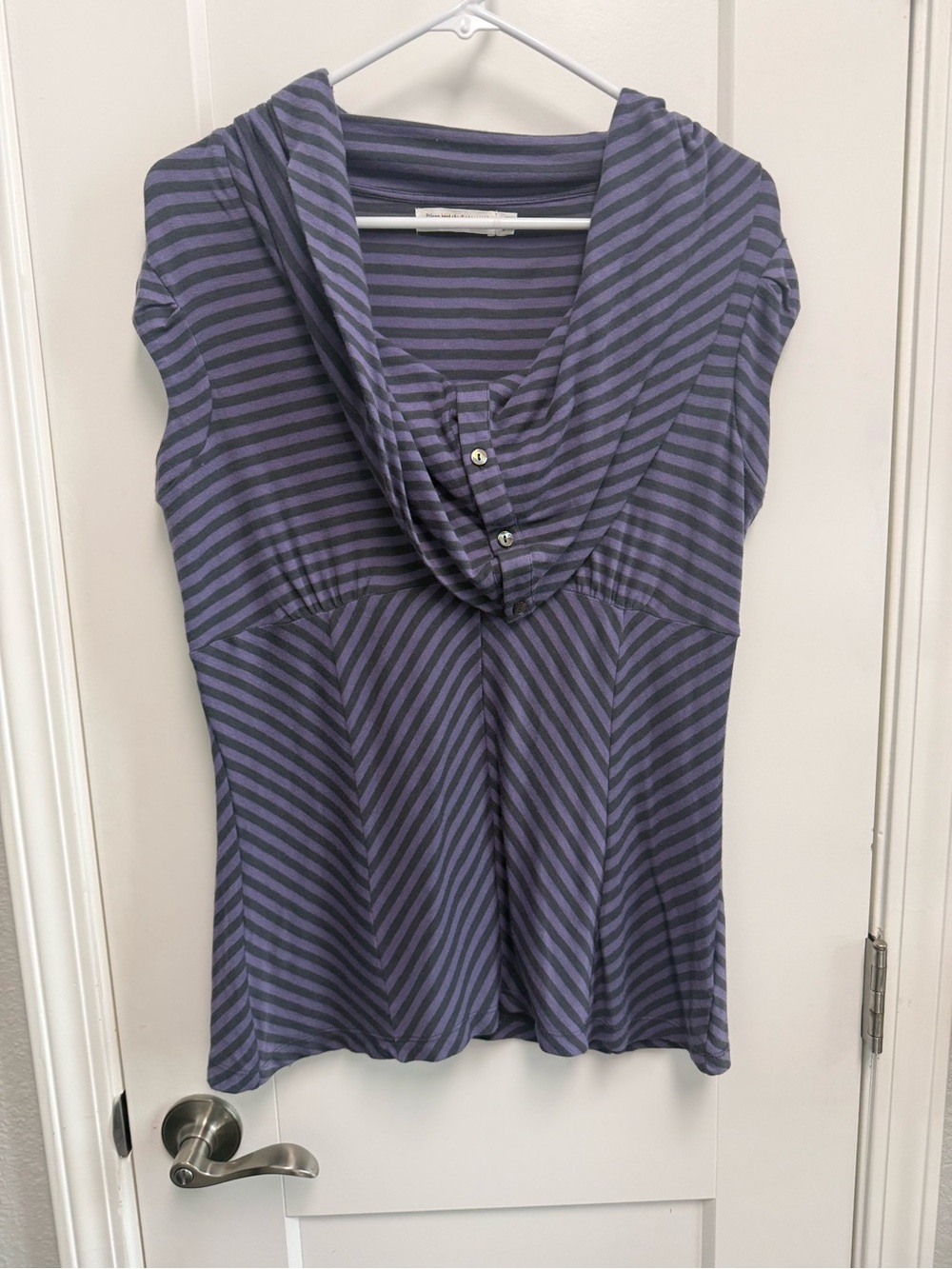 Pilcro Sleeveless Hooded Stripe Top in Purple and Black